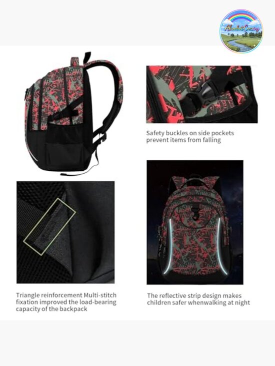 Lightweight School Backpack with Laptop Compartment, Nylon, Adjustable Straps